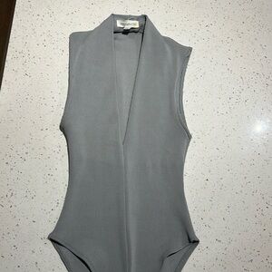Grey Deep V Body suit size S